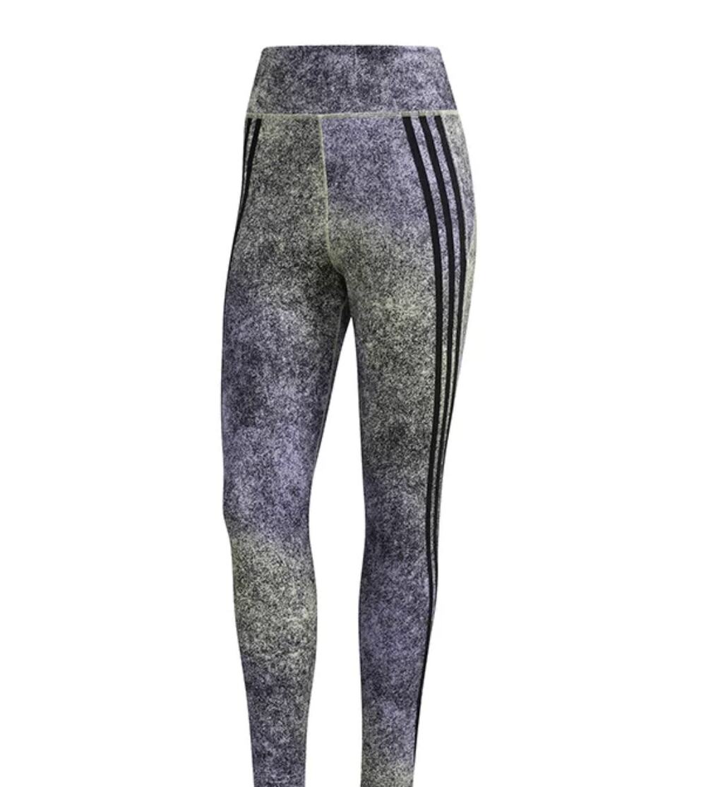 ADIDAS Yellow Purple Black 3 Stripe Climalite Elastic Waist Training Leggings XS